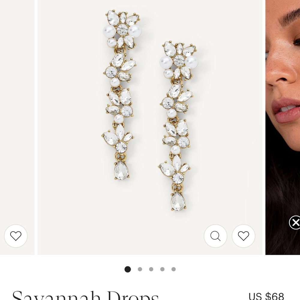Savannah Drops Gold and White Floral Earrings